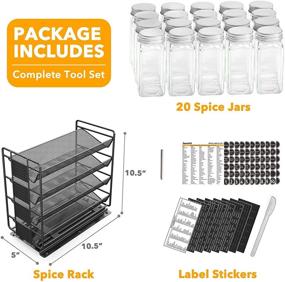 img 1 attached to 🌶️ SpaceAid Pull Out Spice Rack Organizer - 20 Jars, Heavy Duty Slide Out Seasoning Organizer with 801 Labels and Chalk Marker, Black