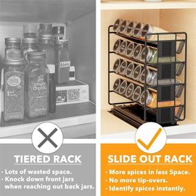 img 3 attached to 🌶️ SpaceAid Pull Out Spice Rack Organizer - 20 Jars, Heavy Duty Slide Out Seasoning Organizer with 801 Labels and Chalk Marker, Black