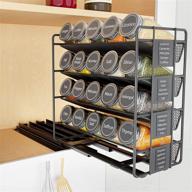 🌶️ spaceaid pull out spice rack organizer - 20 jars, heavy duty slide out seasoning organizer with 801 labels and chalk marker, black logo