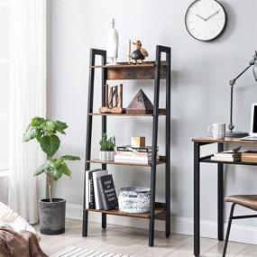 img 3 attached to 📚 Industrial Rustic Brown and Black 4-Tier Ladder Shelf for Living Room, Bedroom, Kitchen - VASAGLE Bookshelf with Metal Frame, Freestanding Storage Shelves, Simple Assembly (ULLS054X01)