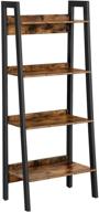 📚 industrial rustic brown and black 4-tier ladder shelf for living room, bedroom, kitchen - vasagle bookshelf with metal frame, freestanding storage shelves, simple assembly (ulls054x01) logo