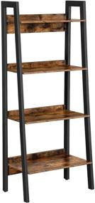 img 4 attached to 📚 Industrial Rustic Brown and Black 4-Tier Ladder Shelf for Living Room, Bedroom, Kitchen - VASAGLE Bookshelf with Metal Frame, Freestanding Storage Shelves, Simple Assembly (ULLS054X01)