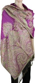 img 3 attached to 🧣 Высококачественный платок Achillea Premium Paisley Jacquard Pashmina - элегантный модный аксессуар для женщин