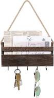 dahey small key holder for wall: rustic wooden rack with 5 hooks for effortless organization of keys, mail, bills, and more in entryway/home décor - brown logo