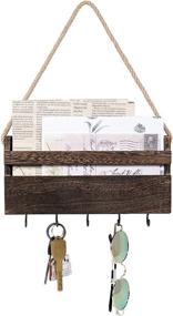 img 4 attached to Dahey Small Key Holder for Wall: Rustic Wooden Rack with 5 Hooks for Effortless Organization of Keys, Mail, Bills, and More in Entryway/Home Décor - Brown