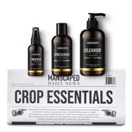 manscaped crop essentials: male care hygiene bundle with 🧔 invigorating body wash, moisturizing ball deodorant, body toner, and shaving mats logo