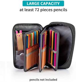 img 2 attached to 🖍️ 72-Slot Large Capacity Colored Pencil Case, Portable Black Pencil Holder Organizer Bag with Compartments- Perfect for Boys, Girls, Office, and Stationery