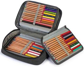 img 3 attached to 🖍️ 72-Slot Large Capacity Colored Pencil Case, Portable Black Pencil Holder Organizer Bag with Compartments- Perfect for Boys, Girls, Office, and Stationery