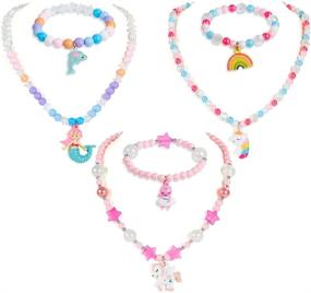 img 4 attached to Unicorn Bubblegum Necklace Bracelet Jewelry Style1