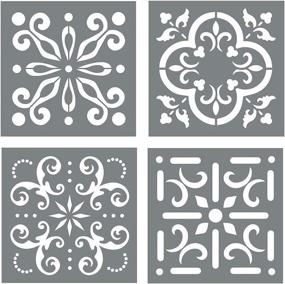 img 4 attached to Mexican Tile Stencil Set Painting Painting Supplies & Wall Treatments