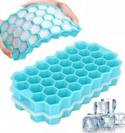 flexible silicone ice cube tray with lid - easy release, bpa free, stackable - ideal for whiskey, chocolate, food, cocktails - safe & efficient (blue) logo