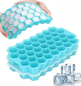 img 4 attached to Flexible Silicone Ice Cube Tray with Lid - Easy Release, BPA Free, Stackable - Ideal for Whiskey, Chocolate, Food, Cocktails - Safe & Efficient (Blue)