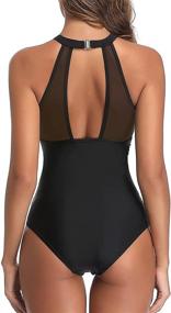 img 1 attached to Holipick Swimsuit Patchwork Swimwear Backless Women's Clothing and Swimsuits & Cover Ups
