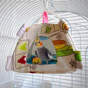 img 1 attached to 🐦 GAGILAND Canvas Plush Winter Bird Nest Hammock: Snuggle Hut, Hanging Tent & Parrot Hideaway Cave Habitat