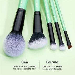 img 3 attached to Neo Mint Green Jessup Makeup Brushes Set with Makeup Bag, 10 Pcs Premium Synthetic Powder Foundation Blush Eyeshadow Blending Concealer Eyeliner Brushes for Girls and Women, T278