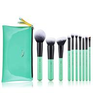 neo mint green jessup makeup brushes set with makeup bag, 10 pcs premium synthetic powder foundation blush eyeshadow blending concealer eyeliner brushes for girls and women, t278 logo