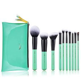 img 4 attached to Neo Mint Green Jessup Makeup Brushes Set with Makeup Bag, 10 Pcs Premium Synthetic Powder Foundation Blush Eyeshadow Blending Concealer Eyeliner Brushes for Girls and Women, T278