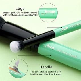 img 2 attached to Neo Mint Green Jessup Makeup Brushes Set with Makeup Bag, 10 Pcs Premium Synthetic Powder Foundation Blush Eyeshadow Blending Concealer Eyeliner Brushes for Girls and Women, T278