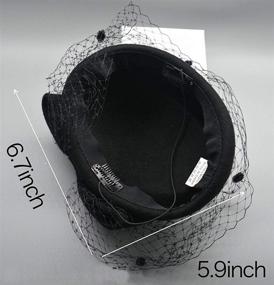 img 1 attached to Свадебная фетровая шляпа Fascinator British Pillbox