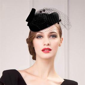 img 3 attached to Свадебная фетровая шляпа Fascinator British Pillbox