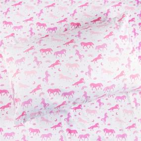 img 4 attached to 🦄 Magical Unicorn Twin Sheet Set for Kids - Pink & Purple Bedding