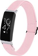 🌸 манжетка из розовой ткани miimall для fitbit inspire/inspire 2/inspire hr - мягкие регулируемые наручники из нейлона на резинке логотип