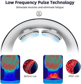 img 2 attached to Беспроводной массажер для шеи с подогревом: портативный, интеллектуальный и USB-перезаряжаемый - 5 режимов и 15 интенсивностей для расслабления шеи - идеально для мужчин и женщин.