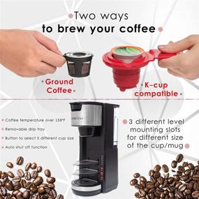 img 2 attached to ☕ Mixpresso Single Serve 2-in-1 Coffee Brewer: K-Cup Pods & Ground Coffee Compatible | Compact Coffee Maker with 30 oz Detachable Reservoir | 5 Brew Size Options & Adjustable Drip Tray (Black)