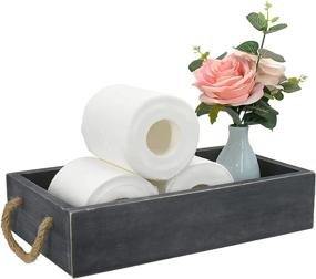 img 4 attached to 🚽 Enhance Bathroom Organization with Unistyle Toilet Tray: Wood Tissue Holder & Decorative Storage Box for Toilet Paper, Countertop, and Tank - Black