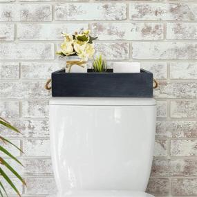 img 1 attached to 🚽 Enhance Bathroom Organization with Unistyle Toilet Tray: Wood Tissue Holder & Decorative Storage Box for Toilet Paper, Countertop, and Tank - Black