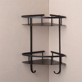 img 1 attached to 🛁 Premium Oil Rubbed Bronze Wall Mounted Dual Tier Corner Bracket Bathroom Storage Shelf Shower Caddy Cosmetics Holder by Hiendure, Equipped with Safefix