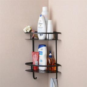 img 3 attached to 🛁 Premium Oil Rubbed Bronze Wall Mounted Dual Tier Corner Bracket Bathroom Storage Shelf Shower Caddy Cosmetics Holder by Hiendure, Equipped with Safefix