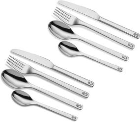img 4 attached to ENLOY Kid Silverware Set: Stainless Steel Flatware for Baby, 🍽️ Toddler & Child with Cute Patterns, Dishwasher Safe - Service for 2