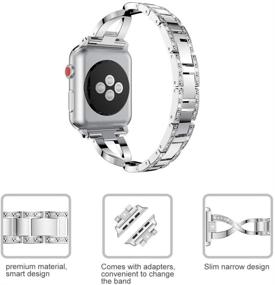 img 1 attached to Dassions Vlokomz Metal Cuff Bangle Bracelet Bling Rhinestone Diamond Wristband X-Link Glitzy Strap Band For Apple Watch Band 38Mm 40Mm 41Mm Women Iwatch Series 7 6 5 4 3 2 1 SE (38Mm/40Mm/41Mm Silver)