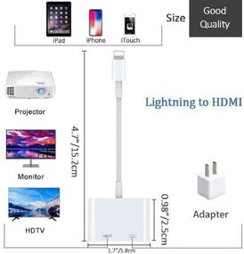 img 2 attached to 📱 Сертифицированный Apple MFi конвертер Lightning в HDMI с портом зарядки для iPhone 12/12 Pro/11/XS/XR/X 8 7/iPad, iPod - 1080P Цифровое аудио и 4K видео синхронизируются на HD TV/проекторе/мониторе.