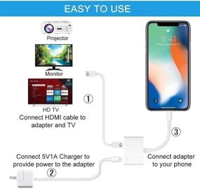 img 1 attached to 📱 Apple MFi Certified Lightning to HDMI Converter with Charging Port for iPhone 12/12 Pro/11/XS/XR/X 8 7/iPad, iPod - 1080P Digital Audio & 4K Video Sync Screen on HD TV/Projector/Monitor