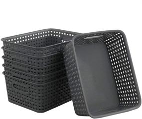 img 1 attached to 📦 Teyyvn Dark Gray Plastic Storage Basket, Pack of 4, 11.6" x 8.9" x 4.7