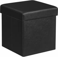 🔳 songmics ulsf101 storage ottoman cube: multi-functional footrest stool, coffee table, puppy step - 660 lb. capacity, faux leather, 15", black логотип