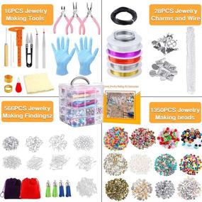 img 3 attached to Complete Jewelry Making Kit with 1960 Pieces - Beads, Charms, Findings, Pliers, Beading Wire for Bracelets, Necklaces, Earrings Making and Repairing - PP OPOUNT Jewelry Making Supplies