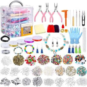 img 4 attached to Complete Jewelry Making Kit with 1960 Pieces - Beads, Charms, Findings, Pliers, Beading Wire for Bracelets, Necklaces, Earrings Making and Repairing - PP OPOUNT Jewelry Making Supplies