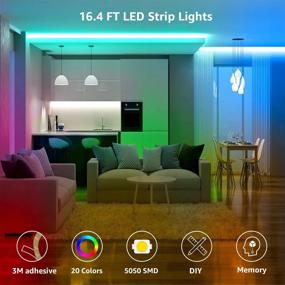 img 3 attached to Color Changing LED Strip Lights - 16.4ft RGB Tape Light with Remote Control