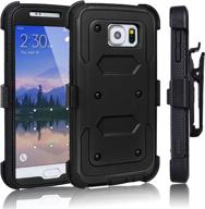 📱 tekcoo(tm) galaxy s6 case: shock absorbing coal black defender combo case cover shell with kickstand for samsung galaxy s6 s vi g9200 logo