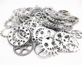 img 2 attached to 🔧 Yueton 100 Gram (Approx 70pcs) Silver Antique Steampunk Gears Charms Clock Watch Wheel Gear for Crafting - Enhanced SEO