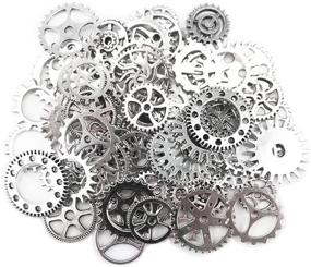 img 3 attached to 🔧 Yueton 100 Gram (Approx 70pcs) Silver Antique Steampunk Gears Charms Clock Watch Wheel Gear for Crafting - Enhanced SEO