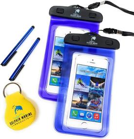 img 4 attached to 🐬 Dolphin Marine Products Water-resistant Phone Pouch - 2 Pack (Blue/Purple)