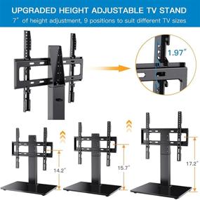 img 2 attached to 📺 PERLESMITH Universal Swivel TV Stand - Adjustable Table Top Mount for 26-55 inch LCD LED TVs - Tempered Glass Base - VESA 400x400mm - 88lbs Capacity