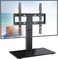 📺 perlesmith universal swivel tv stand - adjustable table top mount for 26-55 inch lcd led tvs - tempered glass base - vesa 400x400mm - 88lbs capacity logo