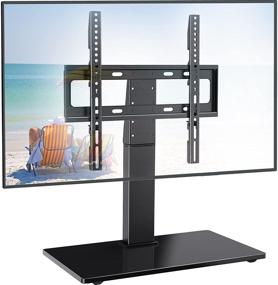 img 4 attached to 📺 PERLESMITH Universal Swivel TV Stand - Adjustable Table Top Mount for 26-55 inch LCD LED TVs - Tempered Glass Base - VESA 400x400mm - 88lbs Capacity