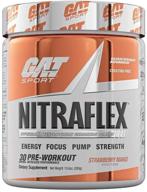 🥭 gat sport nitraflex pre workout powder - enhances blood flow, amplifies strength and energy, optimizes exercise performance, creatine-free (strawberry mango, 30 servings) logo