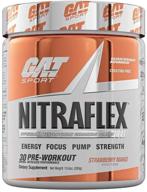 🥭 gat sport nitraflex порошок до тренировки - улучшает кровообращение, усиливает силу и энергию, оптимизирует тренировочные показатели, без креатина (клубника-манго, 30 порций) логотип